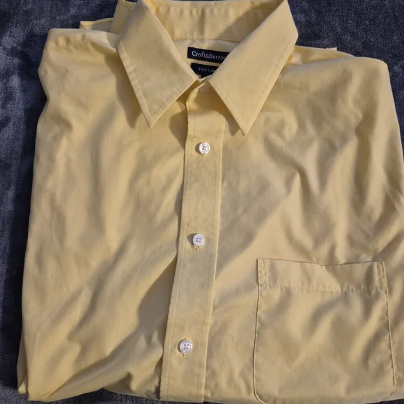 Bright Croft & Barrow Yellow Men's Button-Down Shirt | Classic Fit | Size 16 Nec - Picture 11 of 11